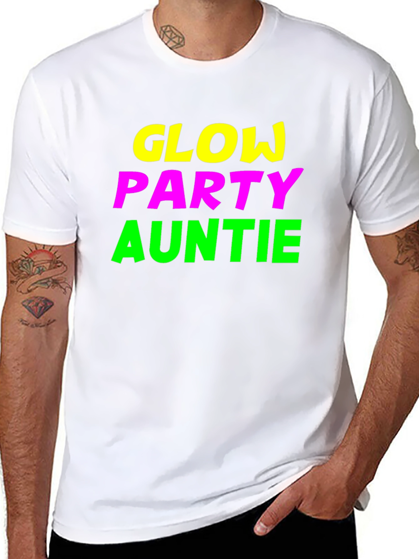 Glow Party Auntie Black Graphic Tee