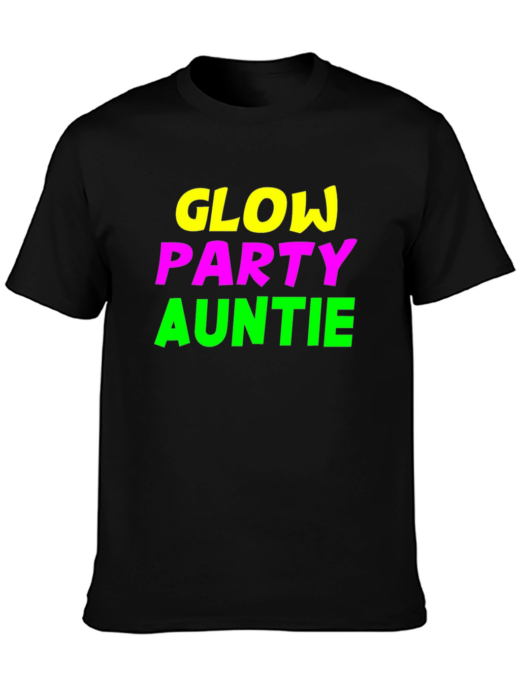 Glow Party Auntie Black Graphic Tee