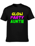 Glow Party Auntie Black Graphic Tee