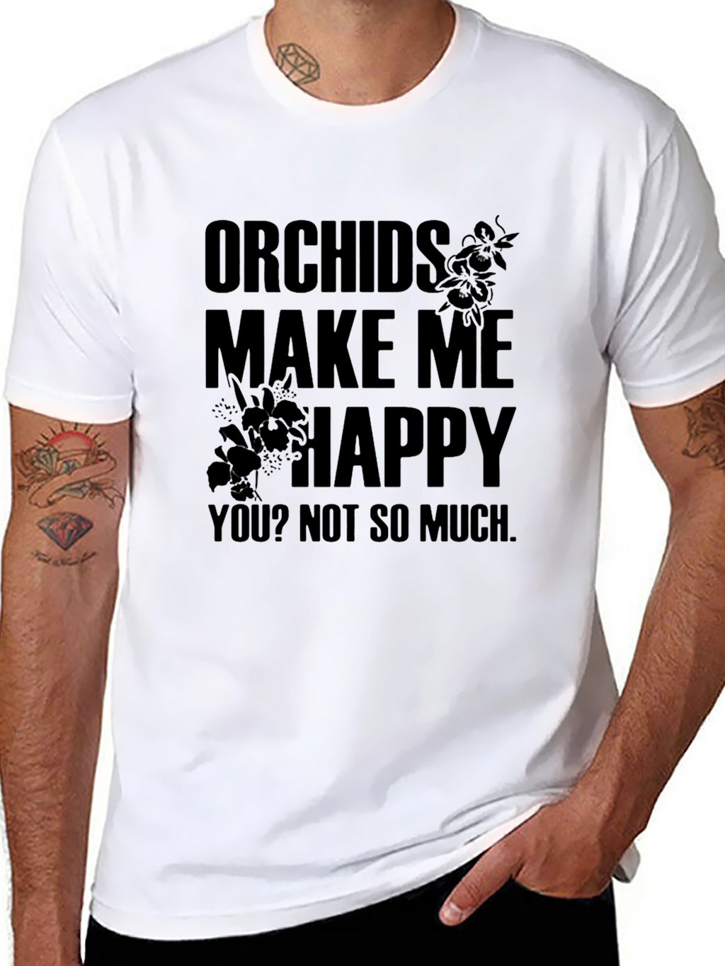 Orchids Make Me Happy Funny Graphic T-Shirt
