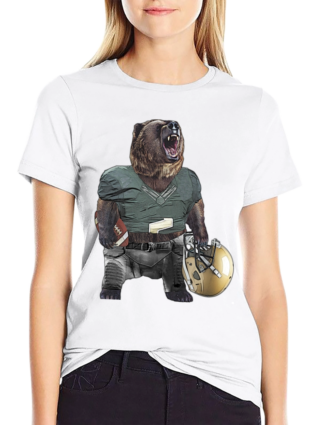 Grizzly Football Graphic Tee - Unique Bear Design