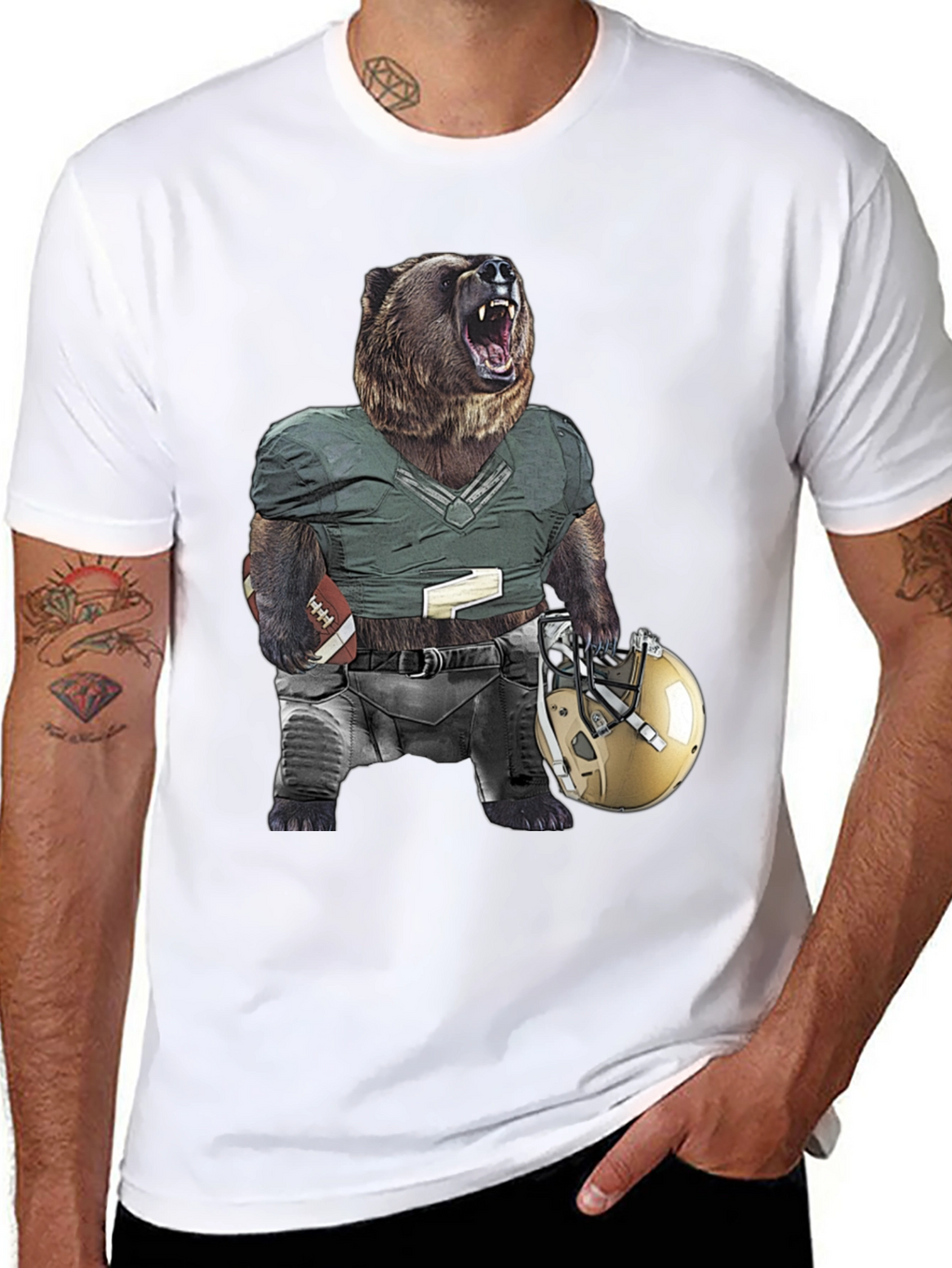 Grizzly Football Graphic Tee - Unique Bear Design