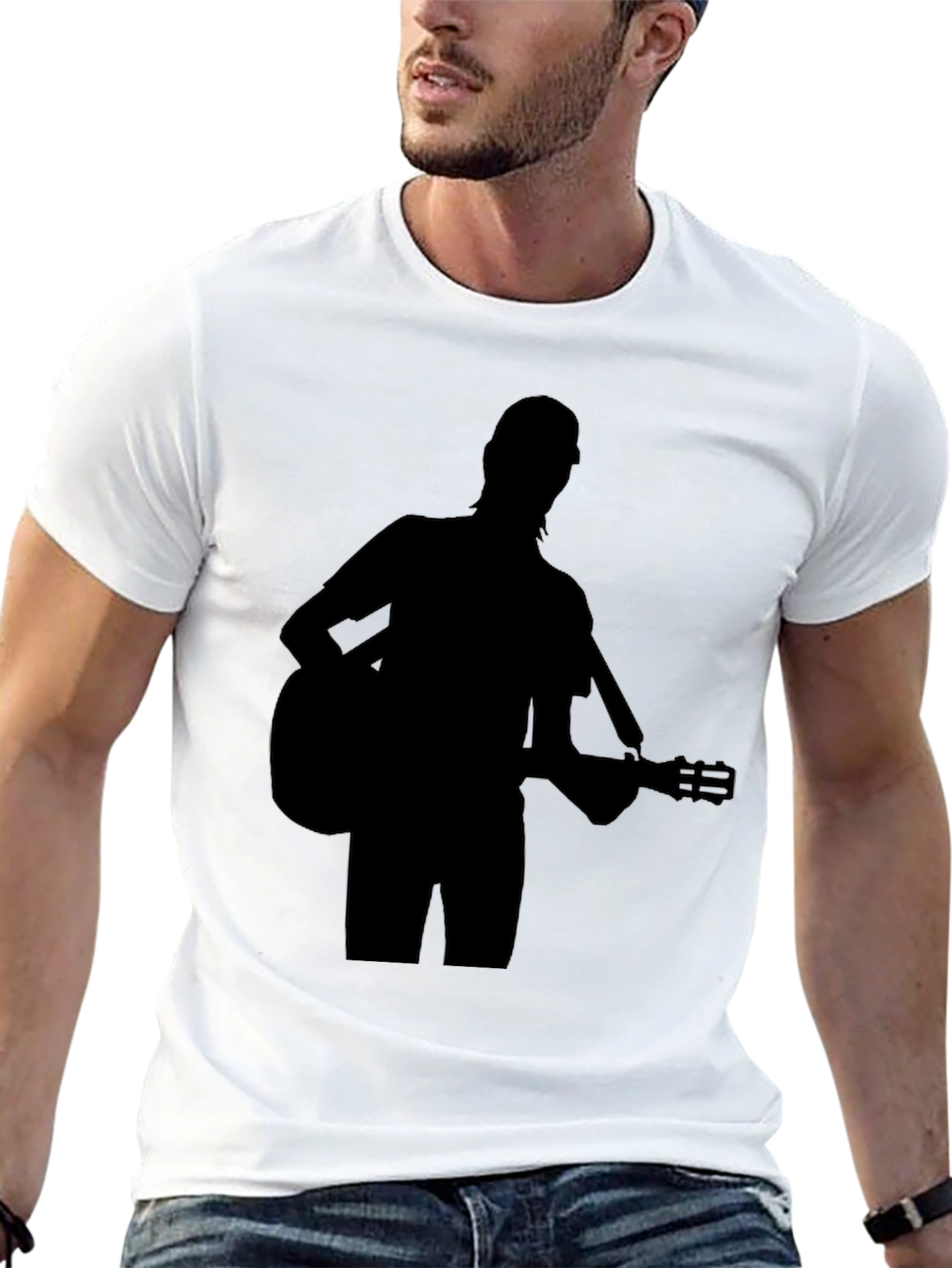 Guitar Player Silhouette Black T-Shirt