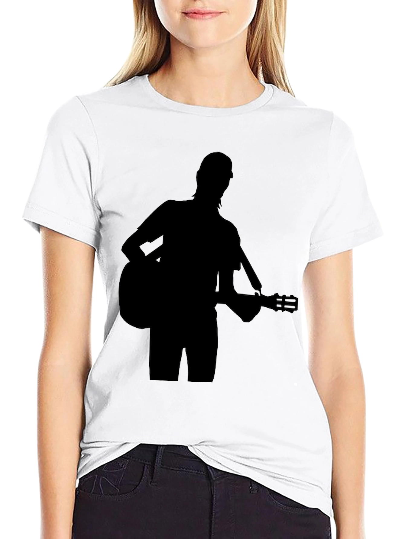 Guitar Player Silhouette Black T-Shirt