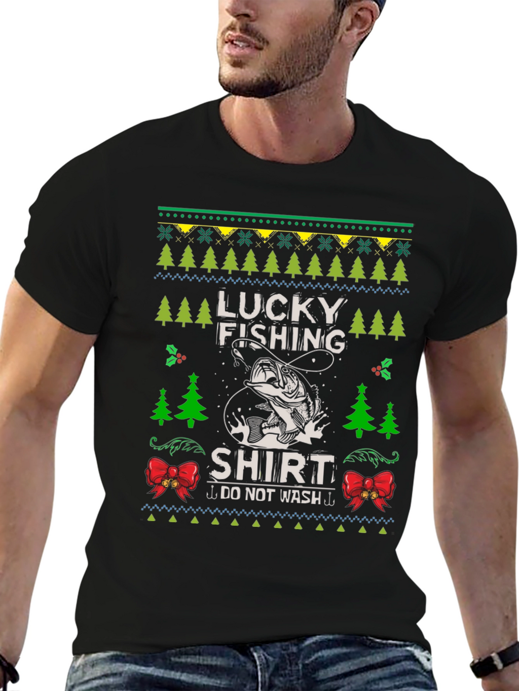 Lucky Fishing Shirt - Novelty Christmas Holiday Tee