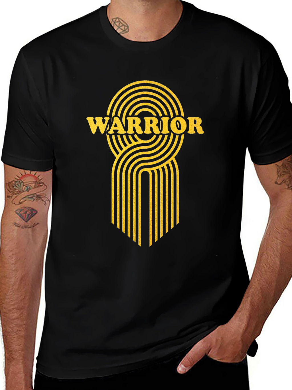 Warrior Graphic Print Black T-Shirt