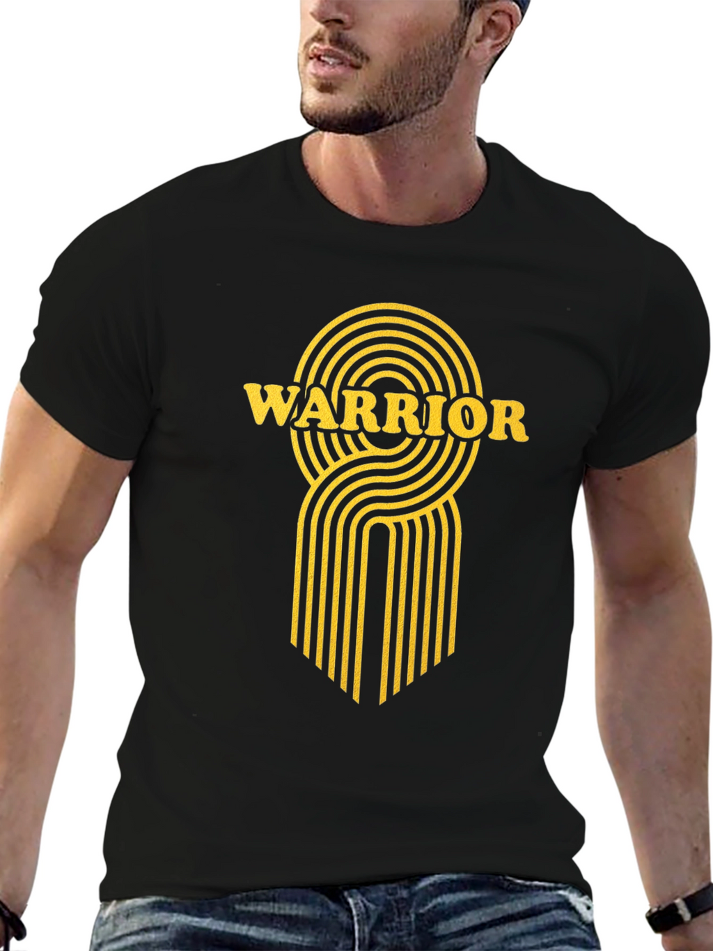 Warrior Graphic Print Black T-Shirt
