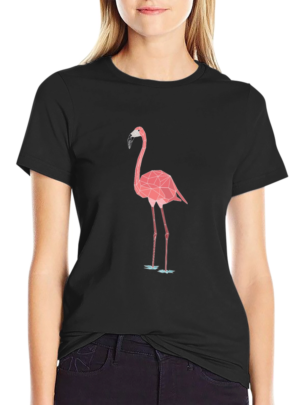 Geometric Flamingo Graphic Tee - Modern Style