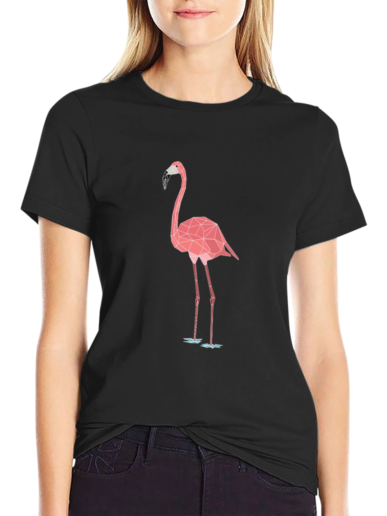 Geometric Flamingo Graphic Tee - Modern Style