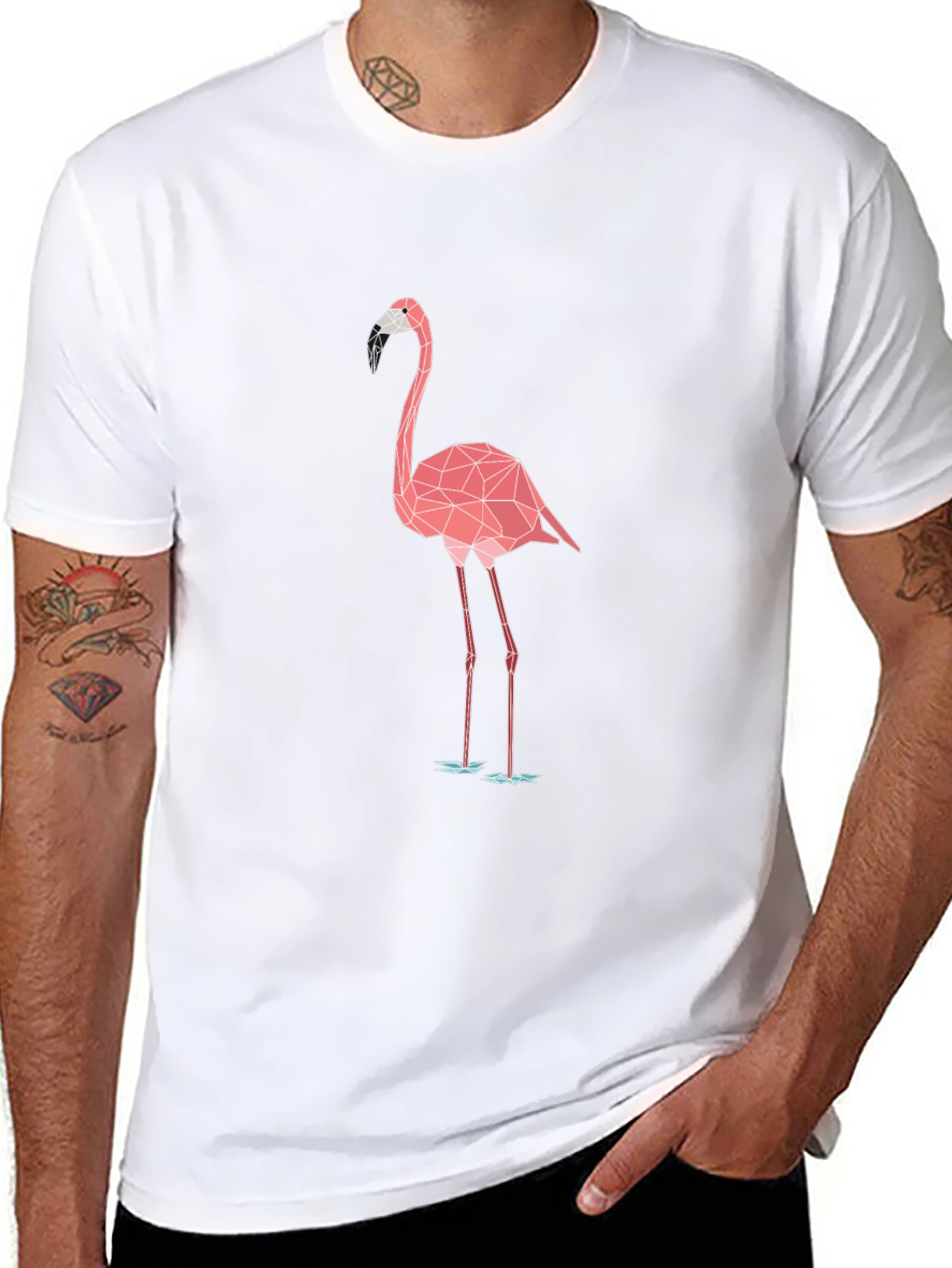 Geometric Flamingo Graphic Tee - Modern Style