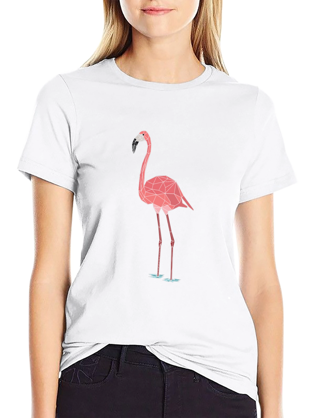 Geometric Flamingo Graphic Tee - Modern Style