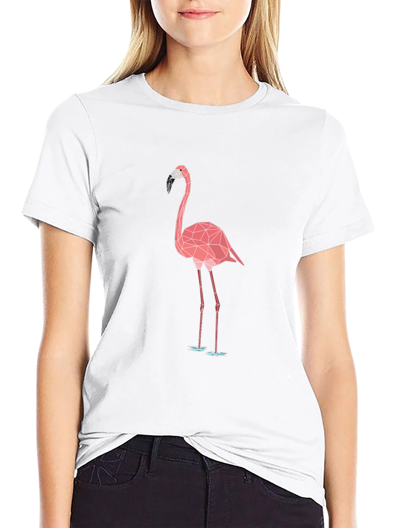 Geometric Flamingo Graphic Tee - Modern Style