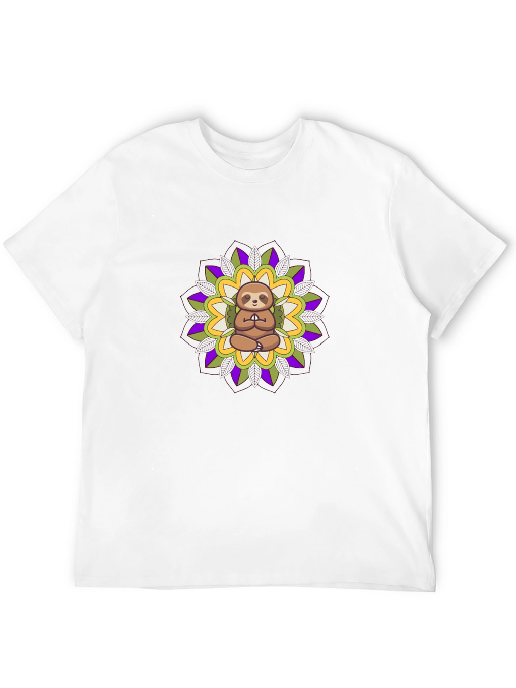 Meditating Sloth Mandala T-Shirt - Black