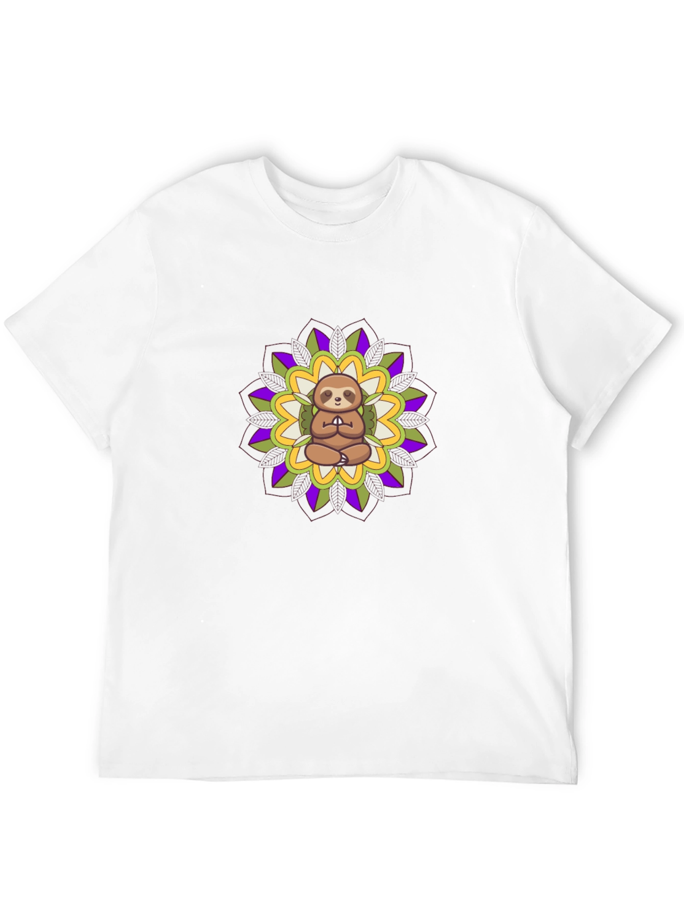 Meditating Sloth Mandala T-Shirt - Black