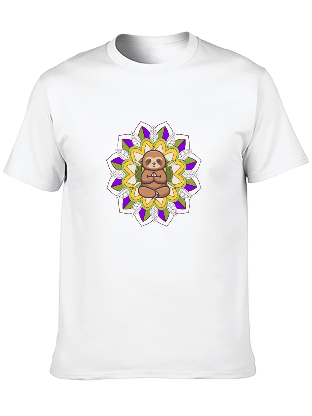 Meditating Sloth Mandala T-Shirt - Black