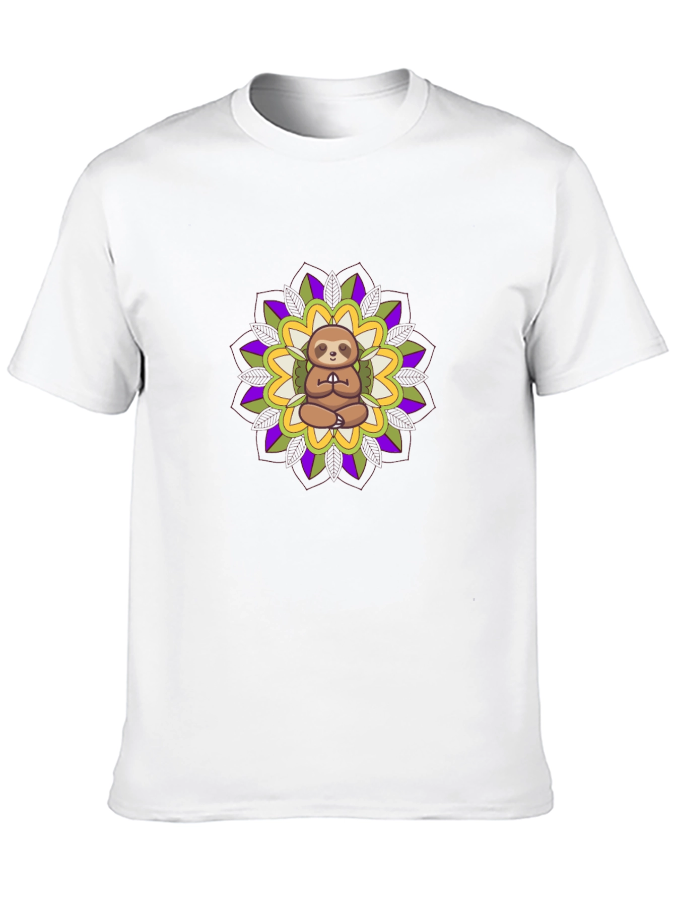 Meditating Sloth Mandala T-Shirt - Black