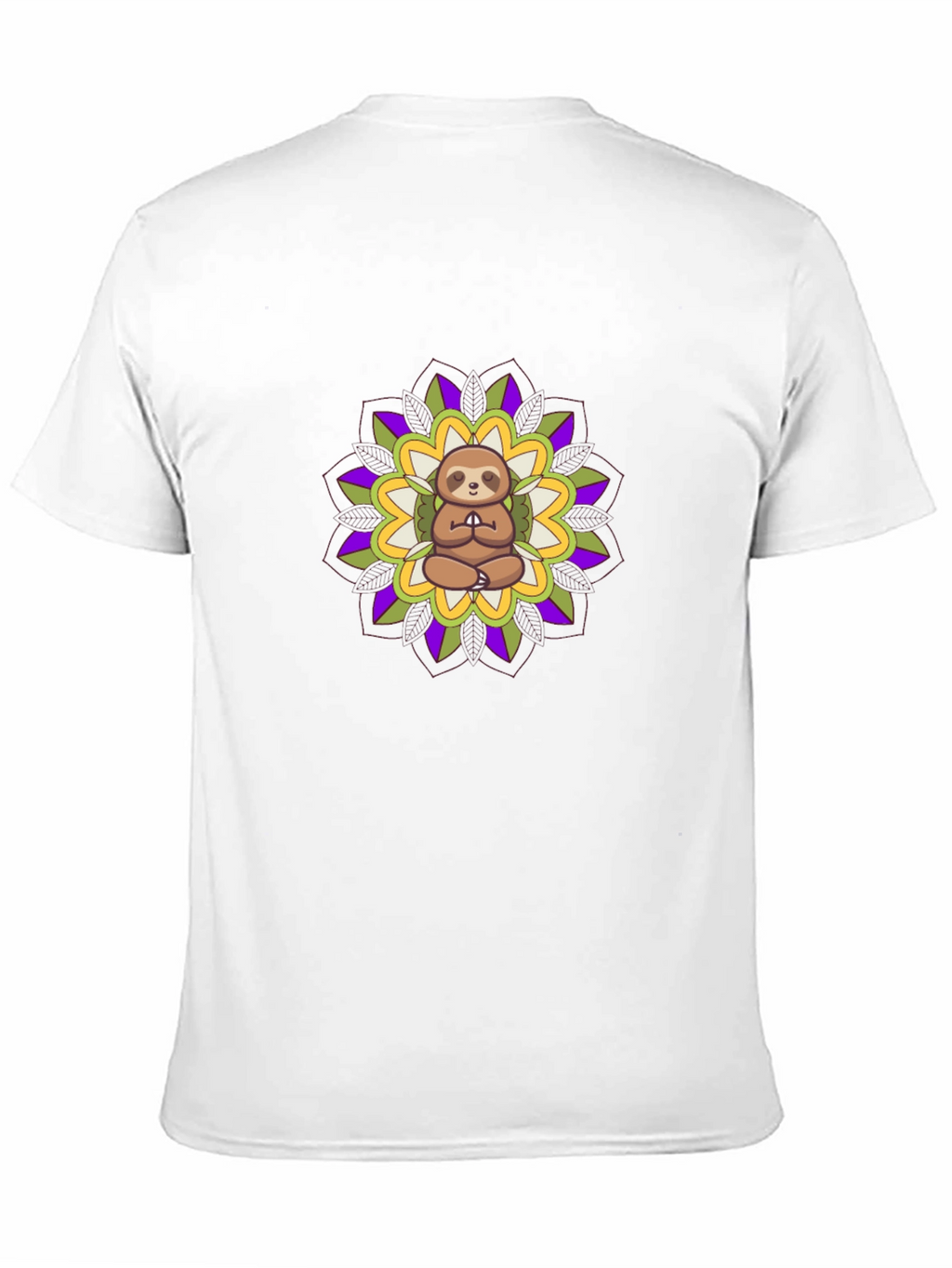 Meditating Sloth Mandala T-Shirt - Black