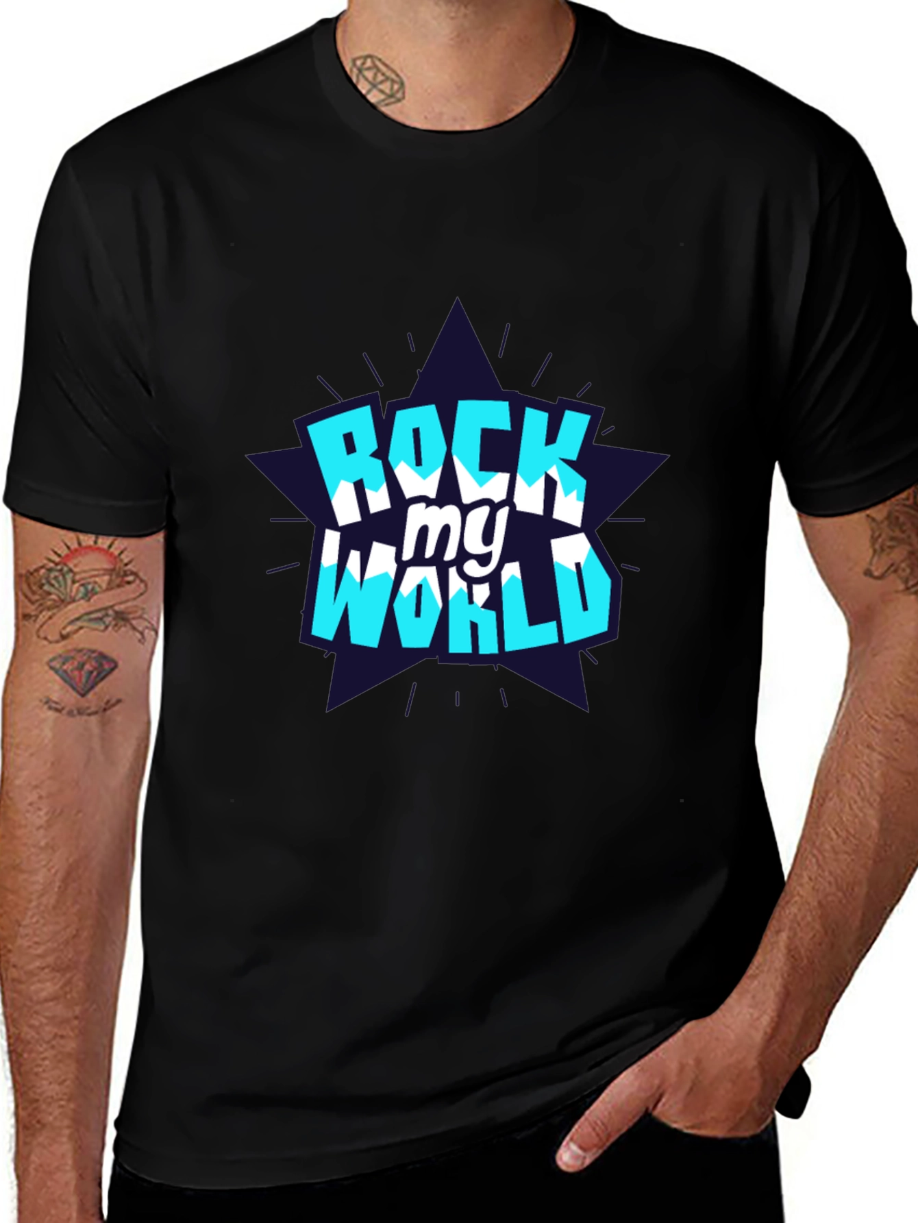 Rock My World Graphic Tee - Stylish Black Cotton T-Shirt