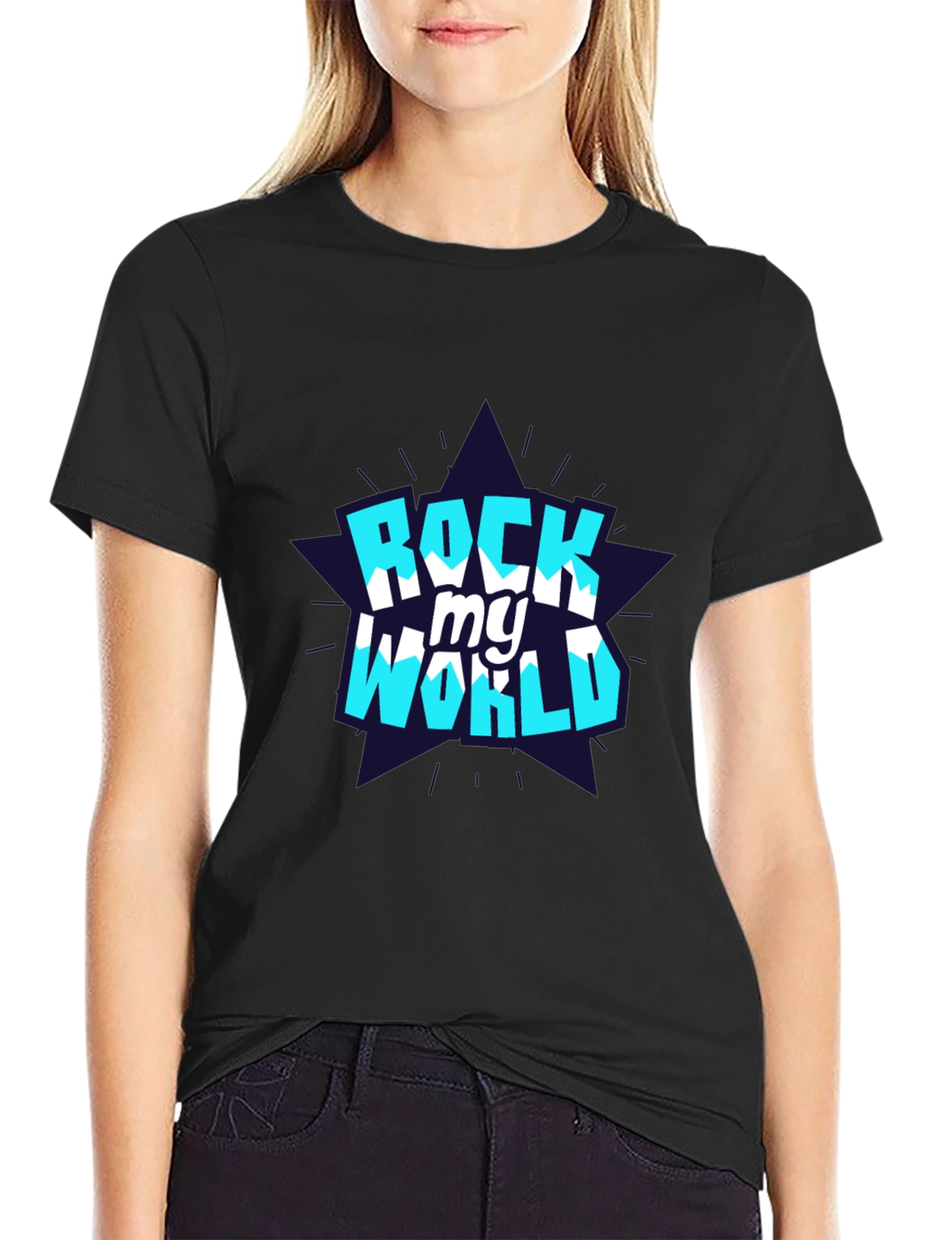 Rock My World Graphic Tee - Stylish Black Cotton T-Shirt