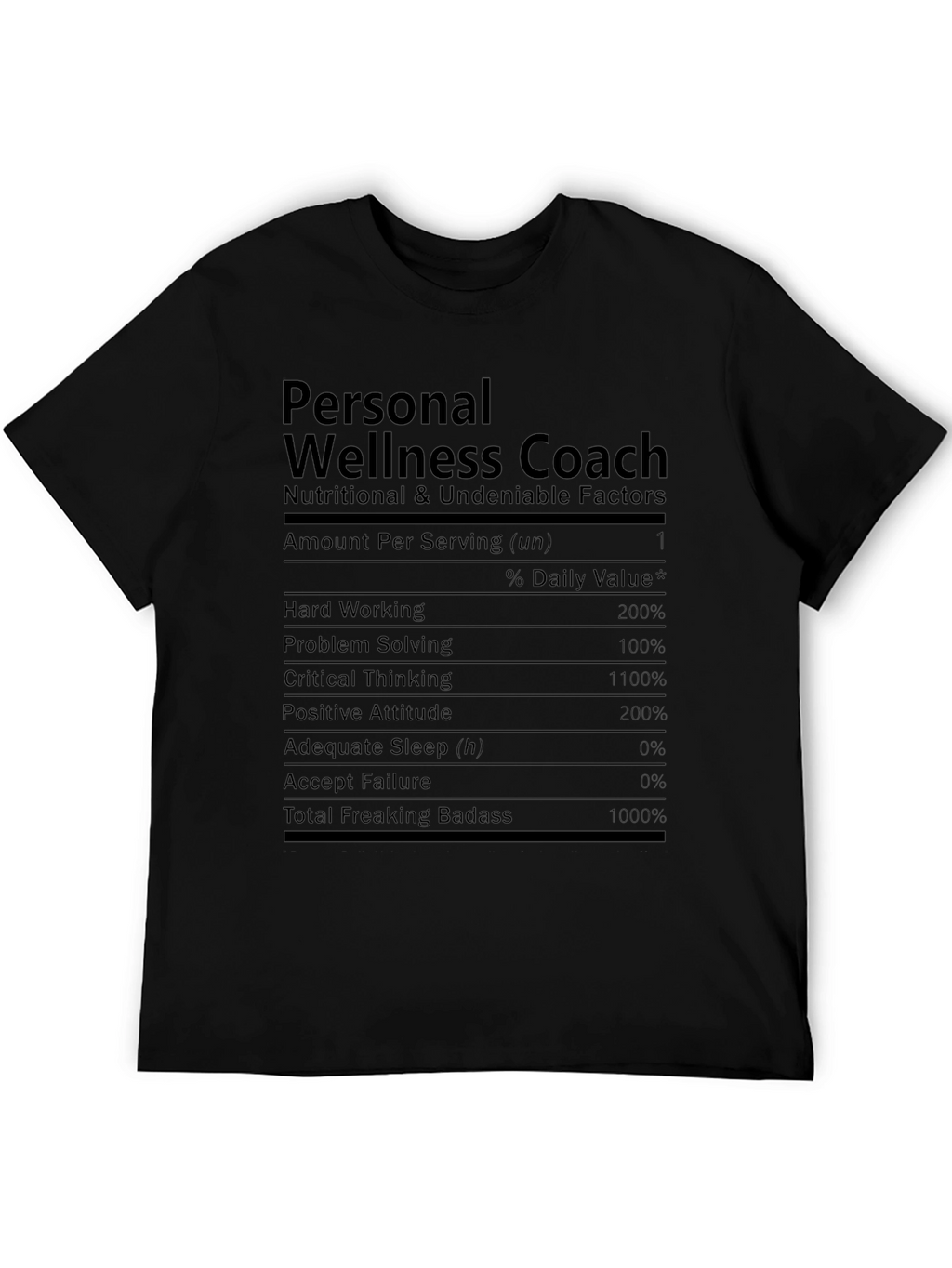 Personal Wellness Coach Nutrition Facts T-Shirt