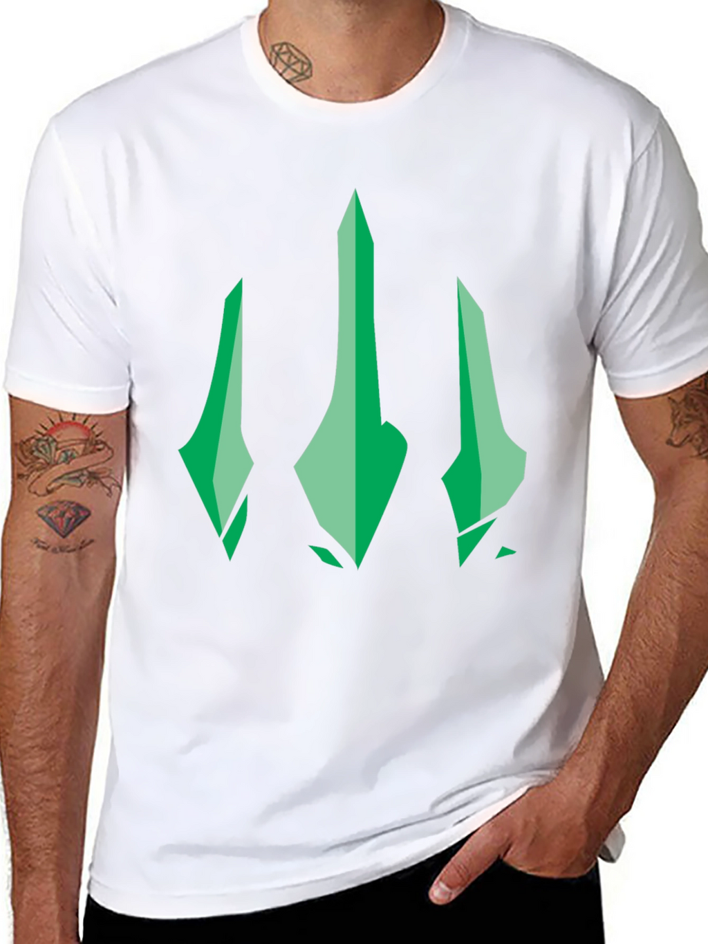 Green Trident Graphic Black T-Shirt