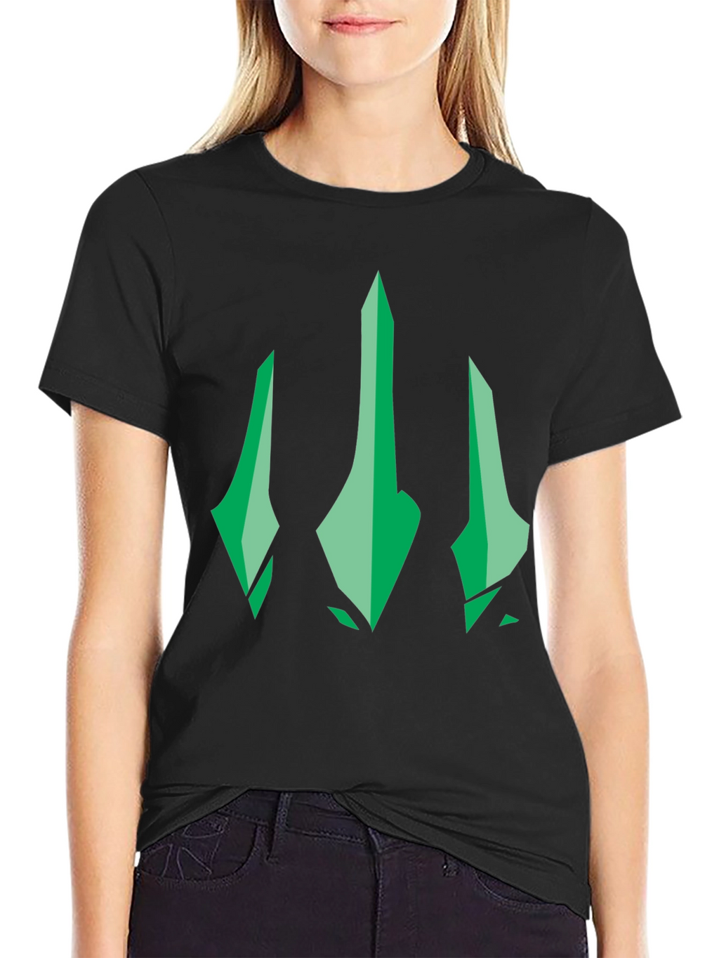 Green Trident Graphic Black T-Shirt