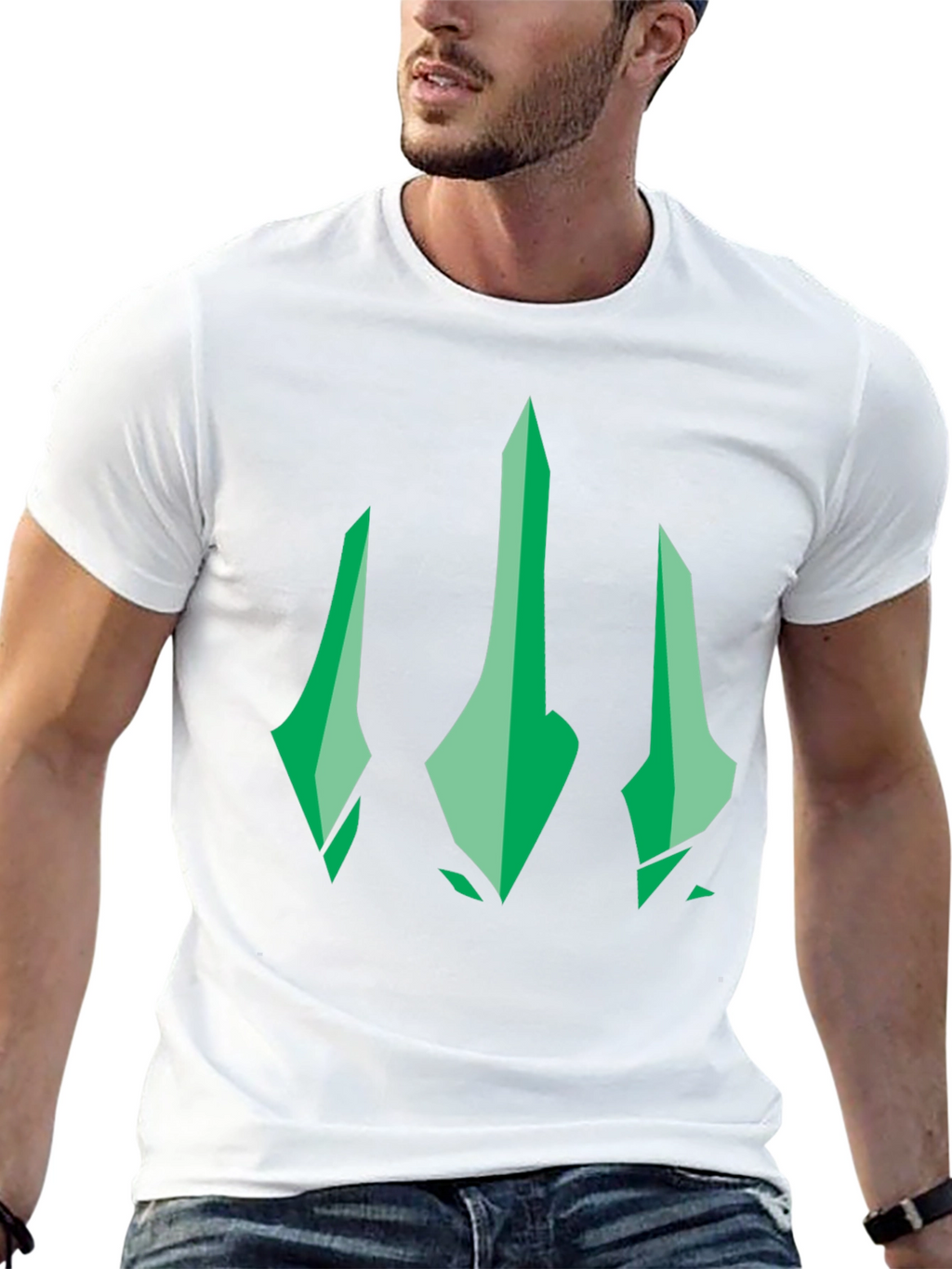 Green Trident Graphic Black T-Shirt