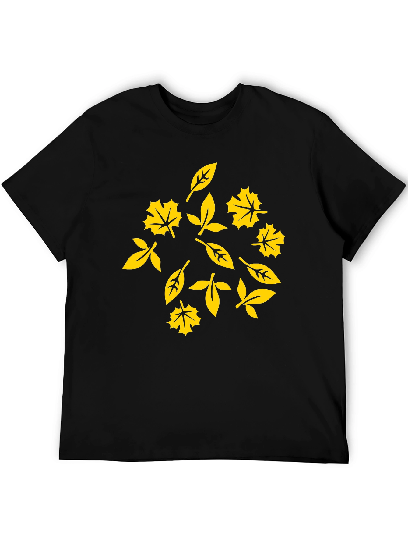 Autumn Leaves Graphic Tee - Stylish Black Cotton T-Shirt