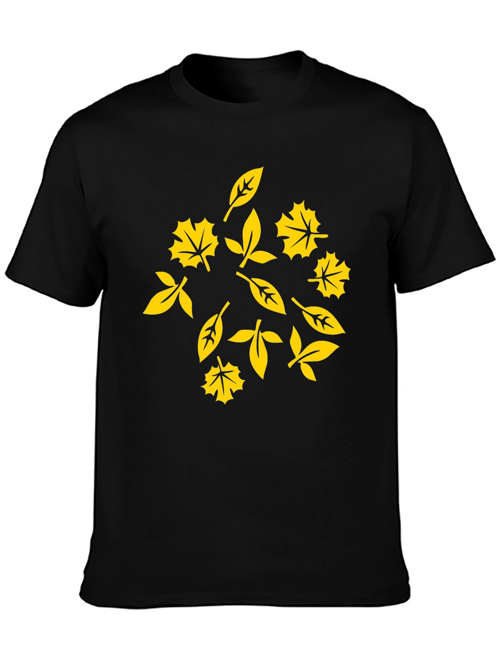 Autumn Leaves Graphic Tee - Stylish Black Cotton T-Shirt