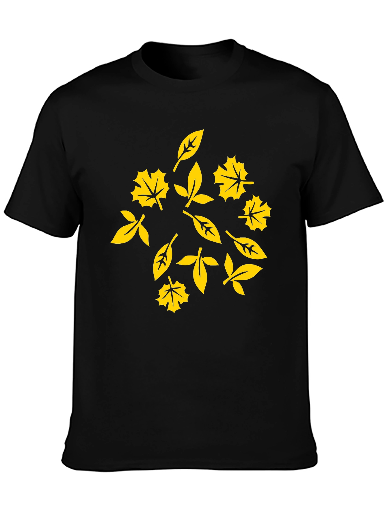Autumn Leaves Graphic Tee - Stylish Black Cotton T-Shirt