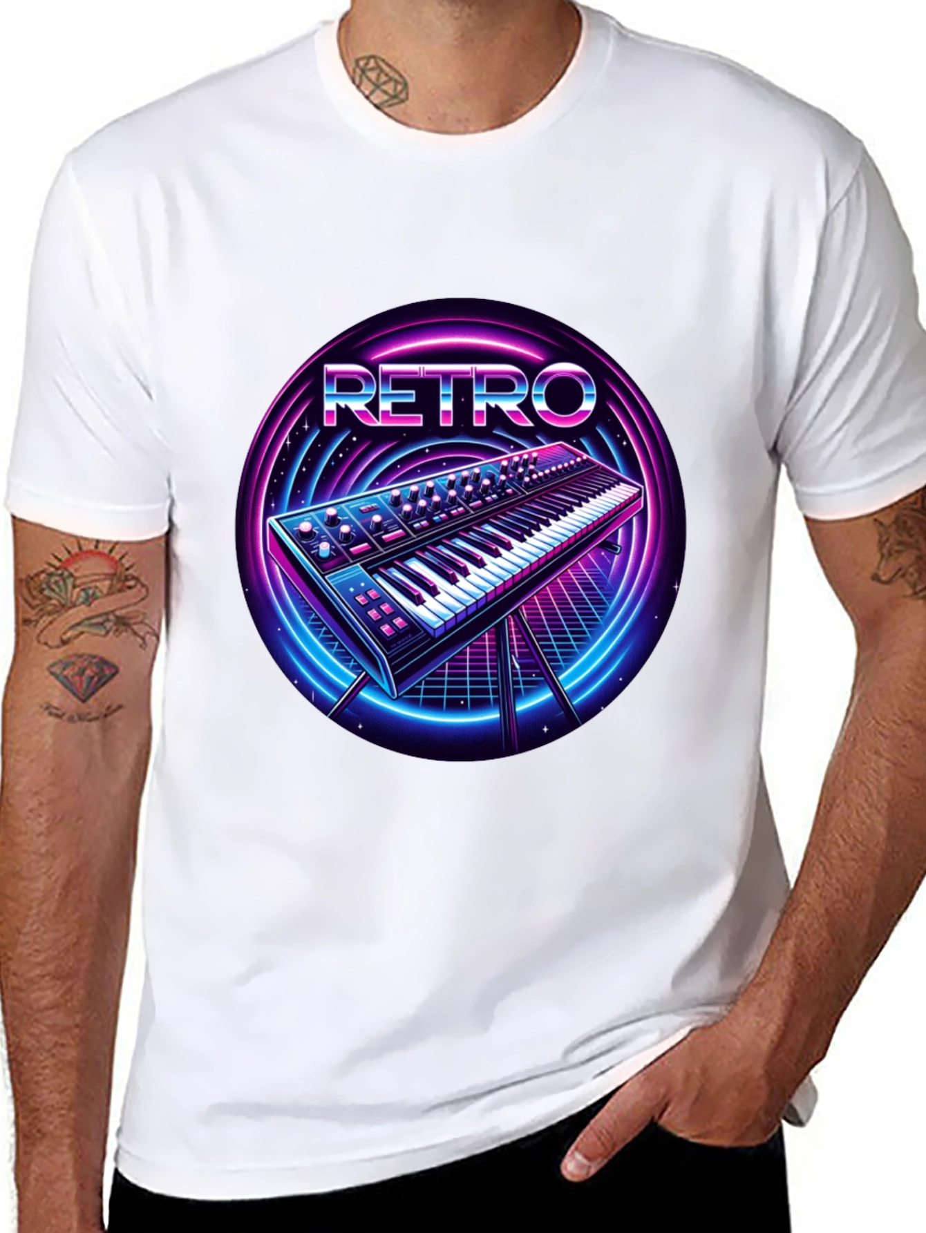 Retro Synthwave Keyboard Graphic Tee