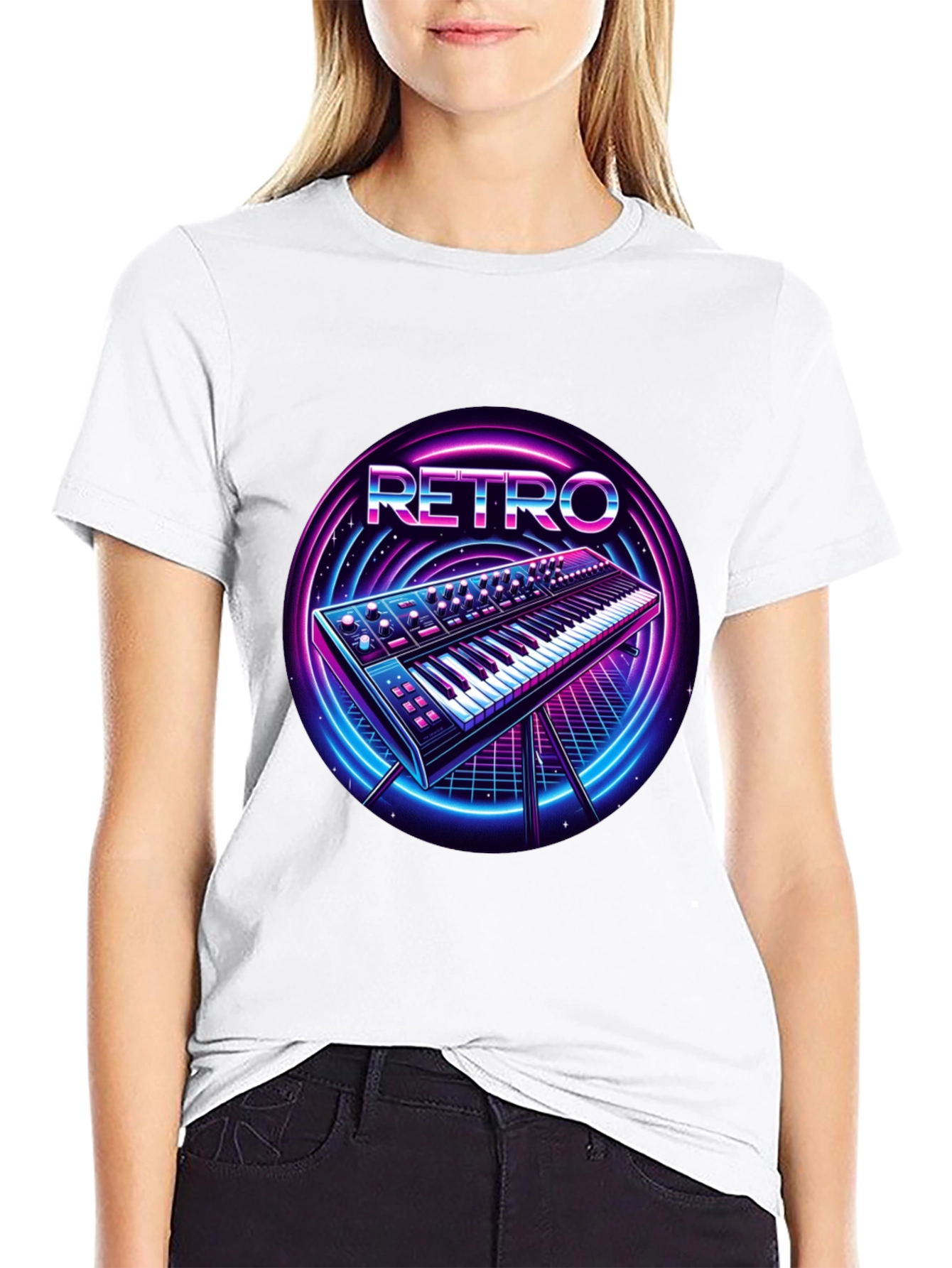 Retro Synthwave Keyboard Graphic Tee
