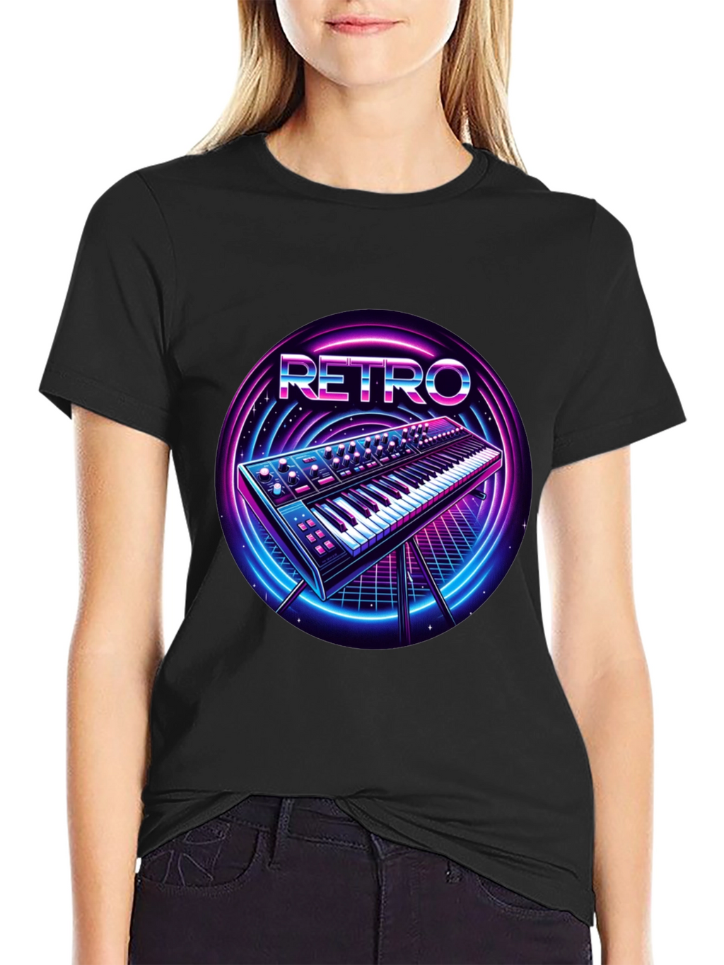 Retro Synthwave Keyboard Graphic Tee