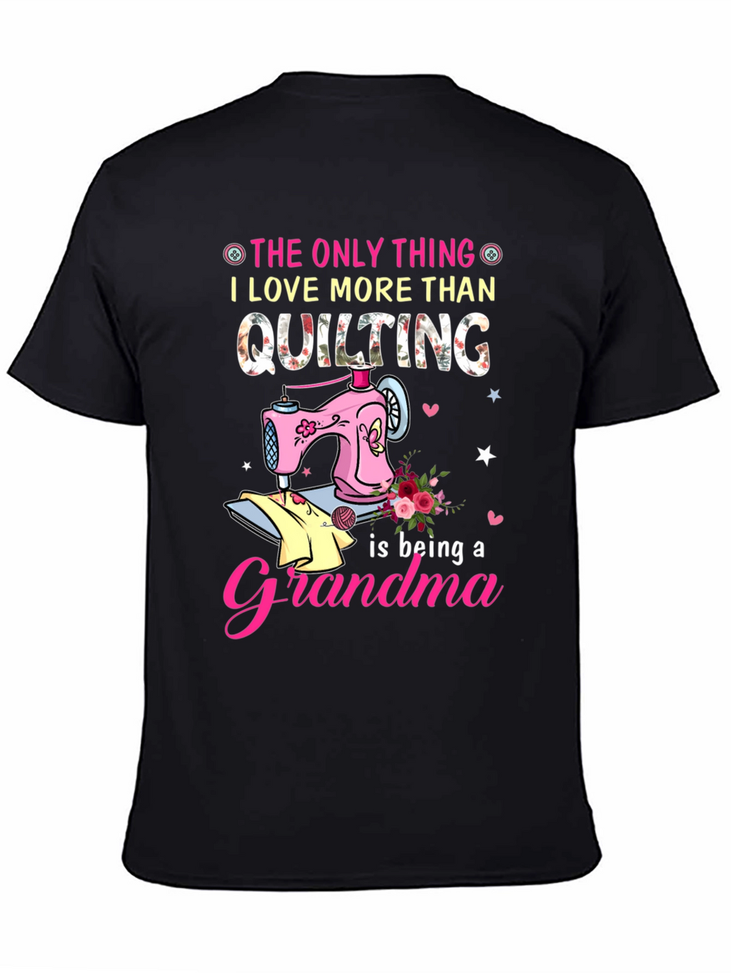 Quilting Grandma Black T-Shirt