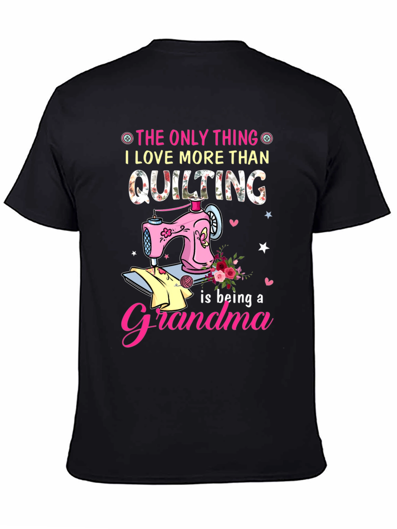 Quilting Grandma Black T-Shirt