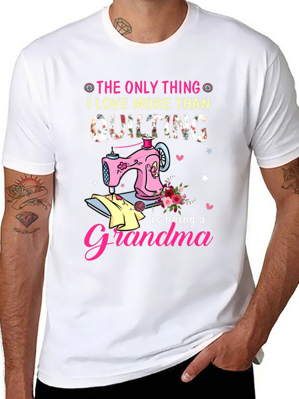 Quilting Grandma Black T-Shirt