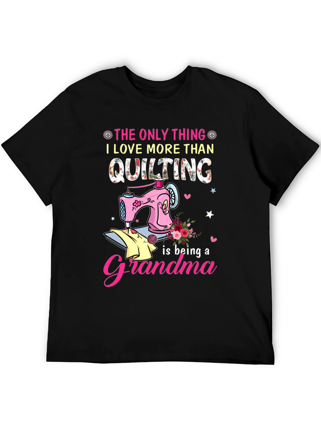 Quilting Grandma Black T-Shirt