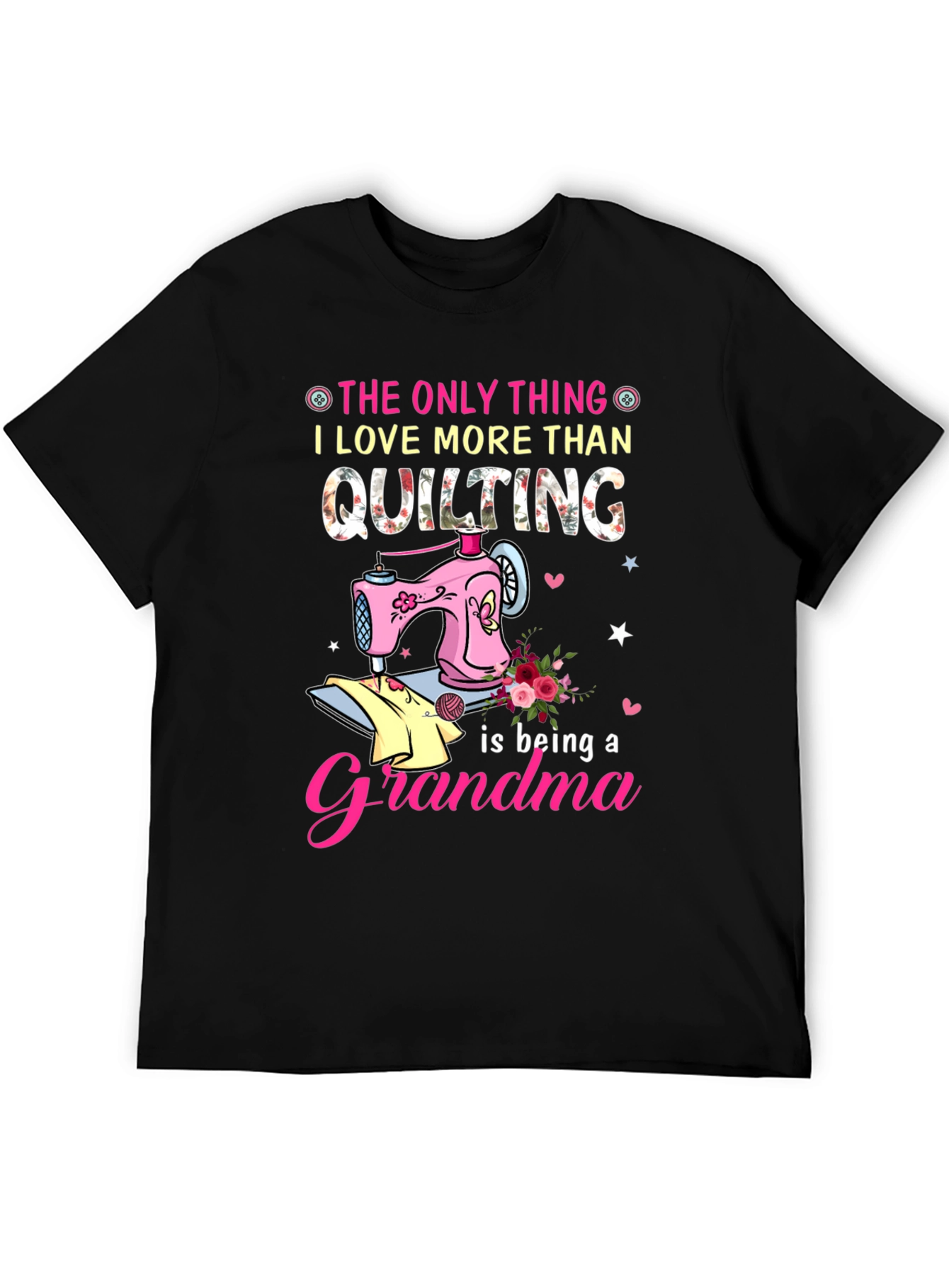 Quilting Grandma Black T-Shirt