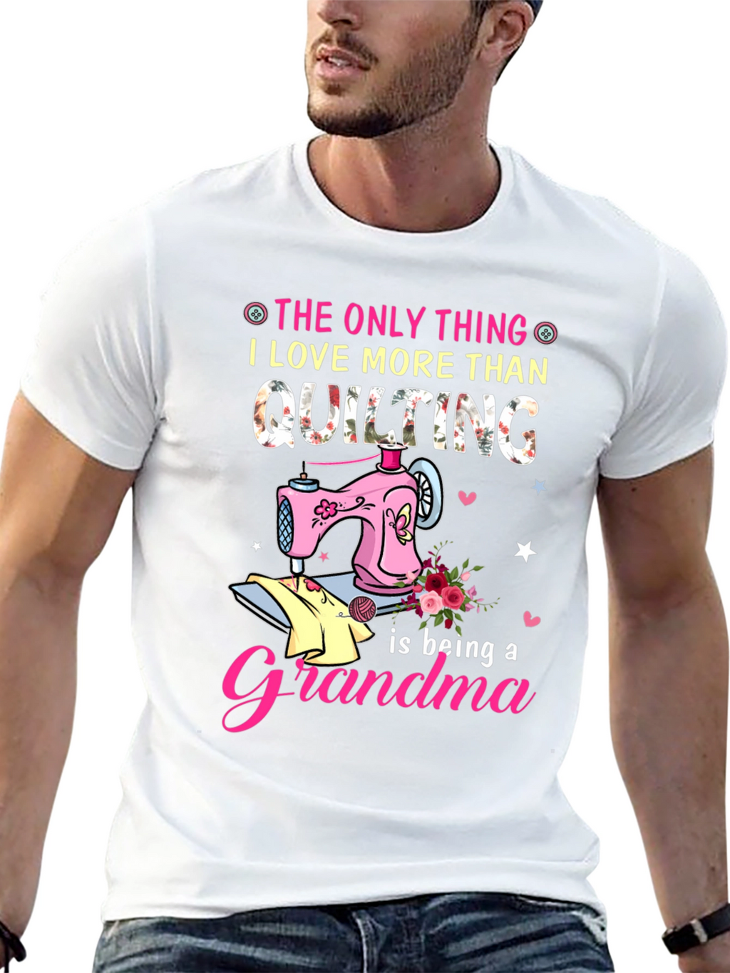 Quilting Grandma Black T-Shirt