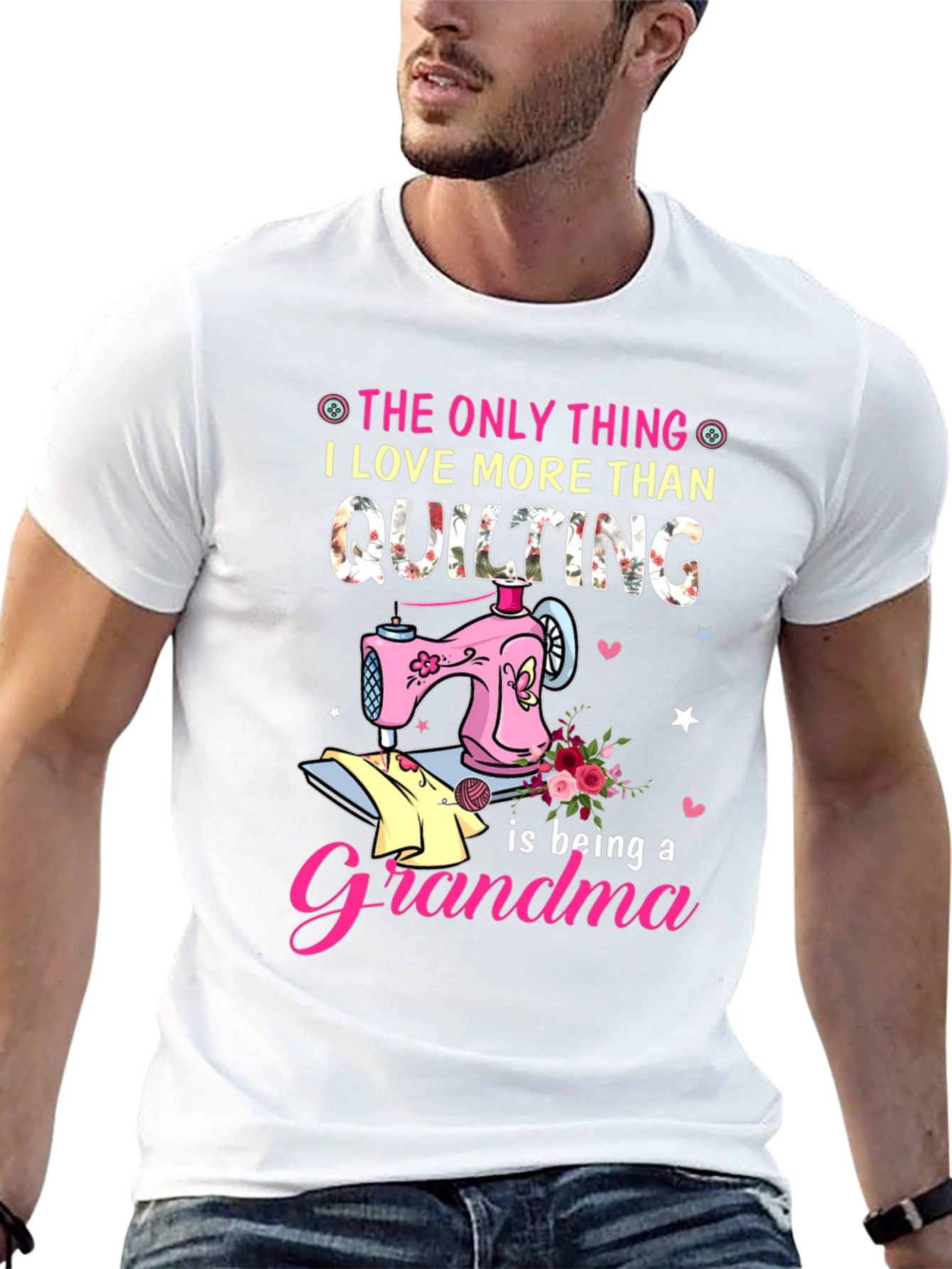 Quilting Grandma Black T-Shirt