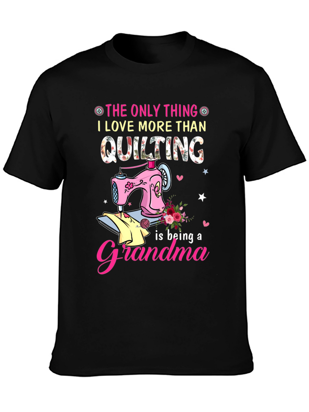 Quilting Grandma Black T-Shirt
