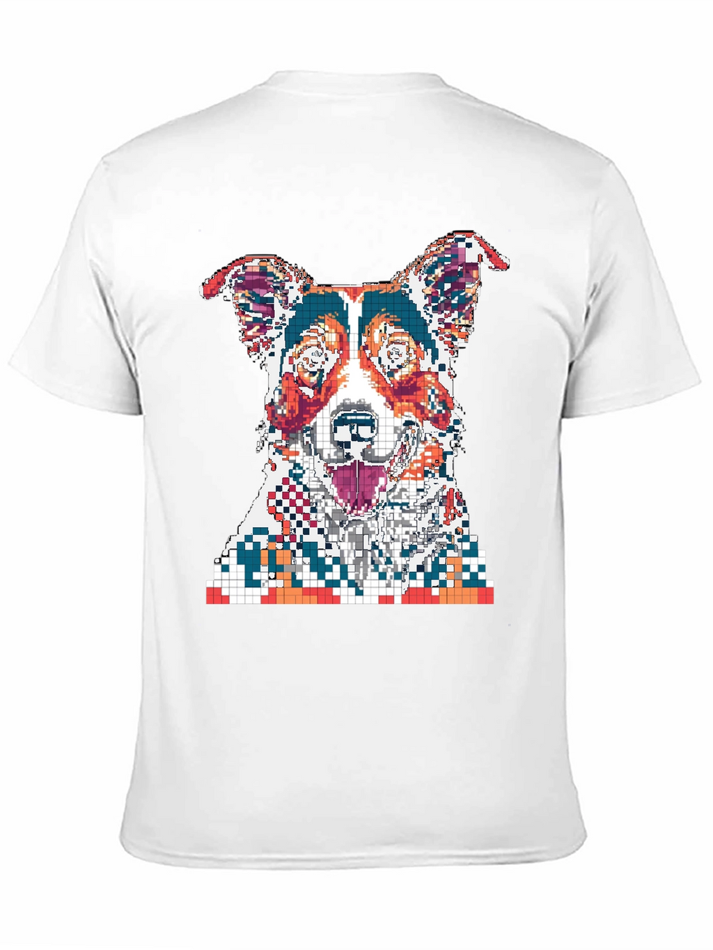 Pixelated Dog Graphic Print Black T-Shirt