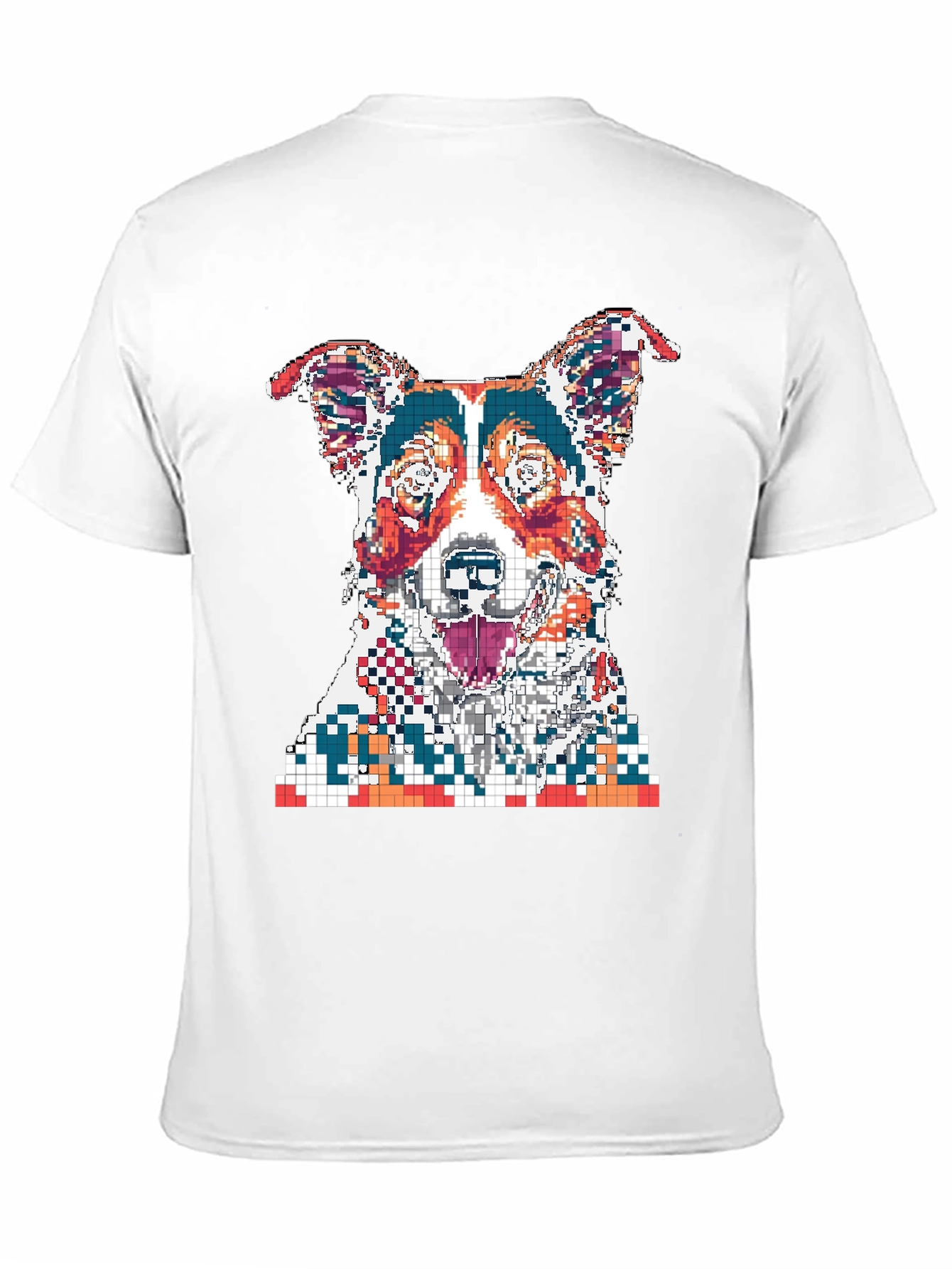 Pixelated Dog Graphic Print Black T-Shirt