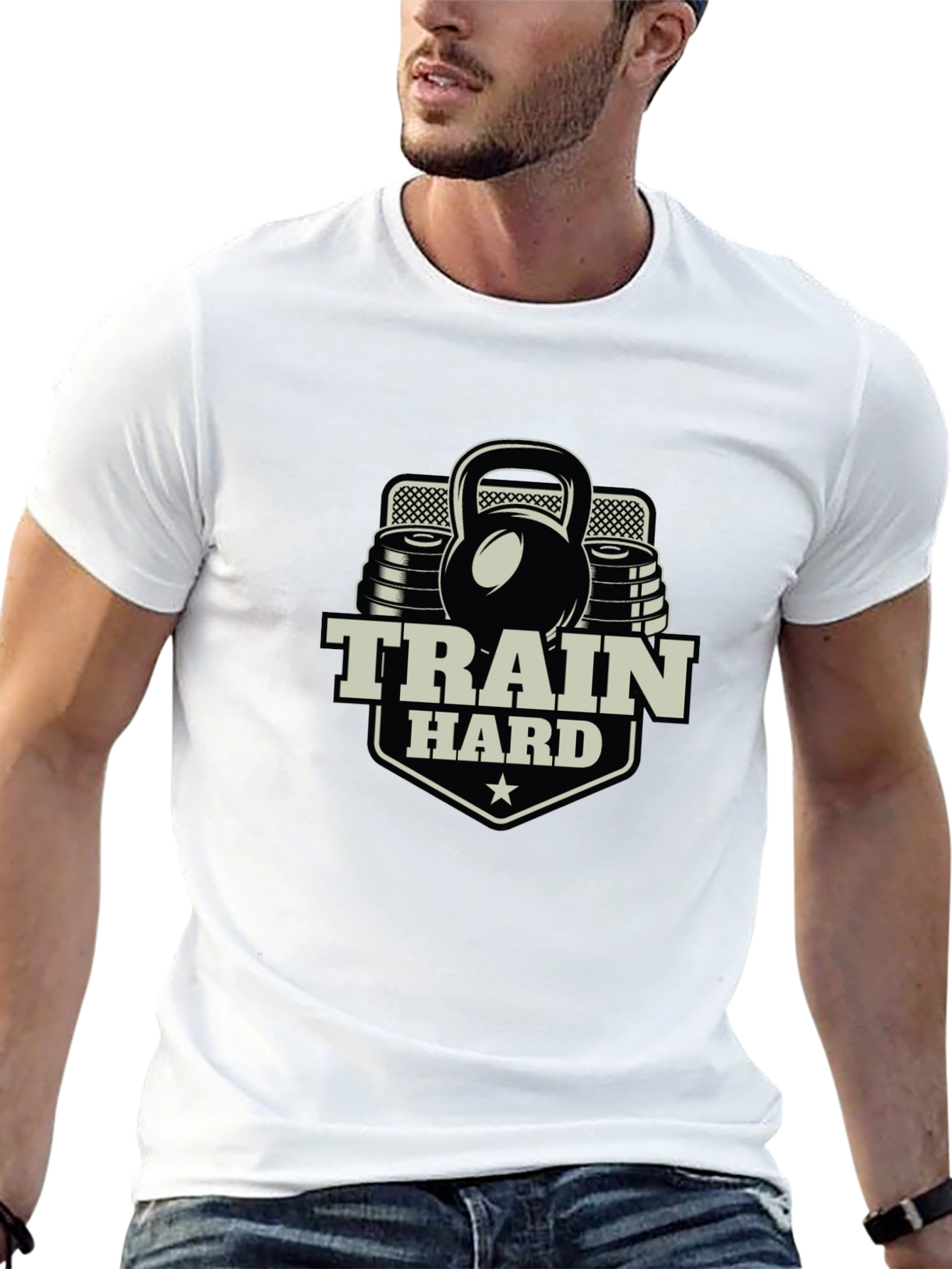 Train Hard Graphic Tee - Black Fitness Shirt