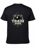 Train Hard Graphic Tee - Black Fitness Shirt