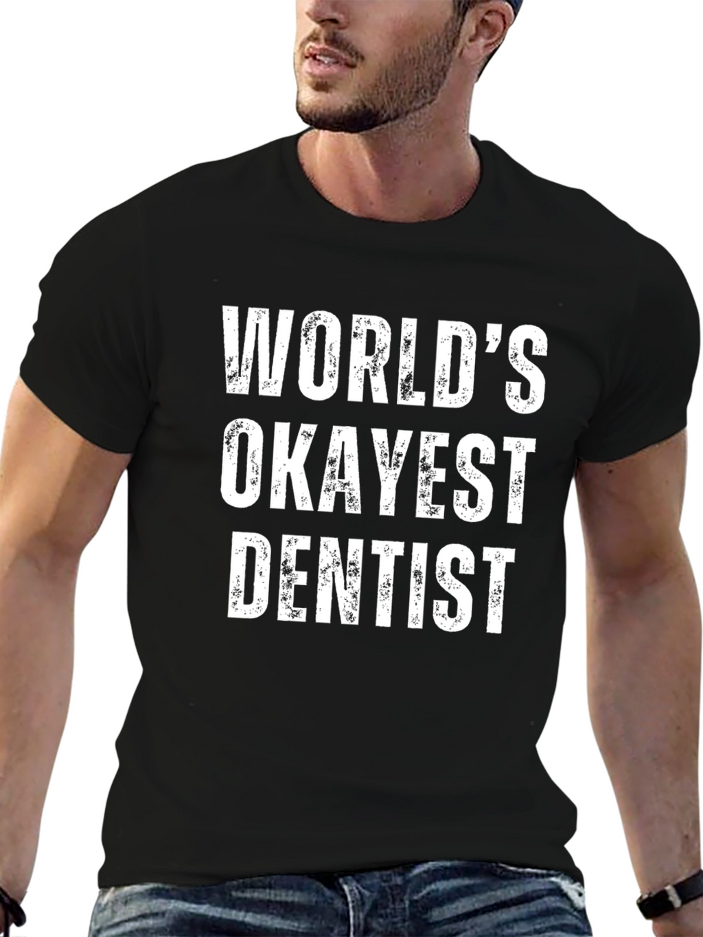 Worlds Okayest Dentist Black T-Shirt