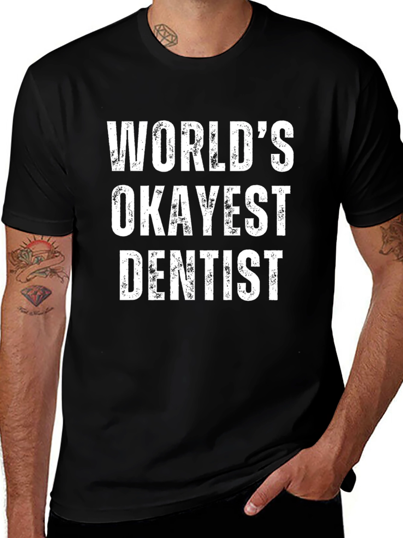 Worlds Okayest Dentist Black T-Shirt