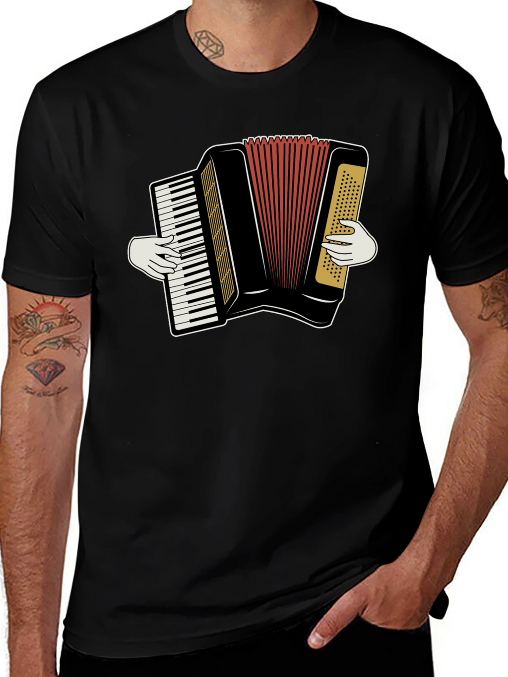 Accordion Player Graphic T-Shirt
