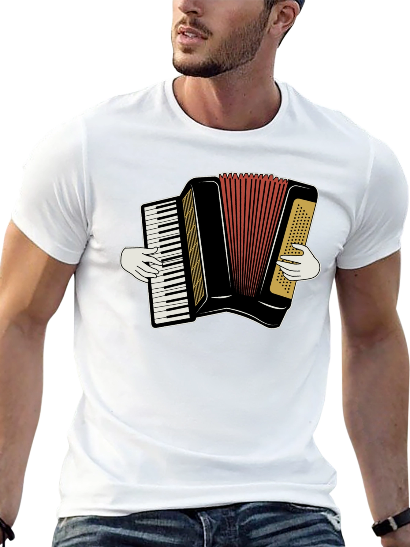 Accordion Player Graphic T-Shirt