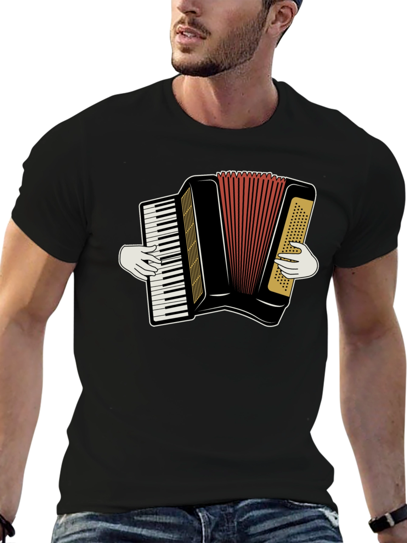 Accordion Player Graphic T-Shirt